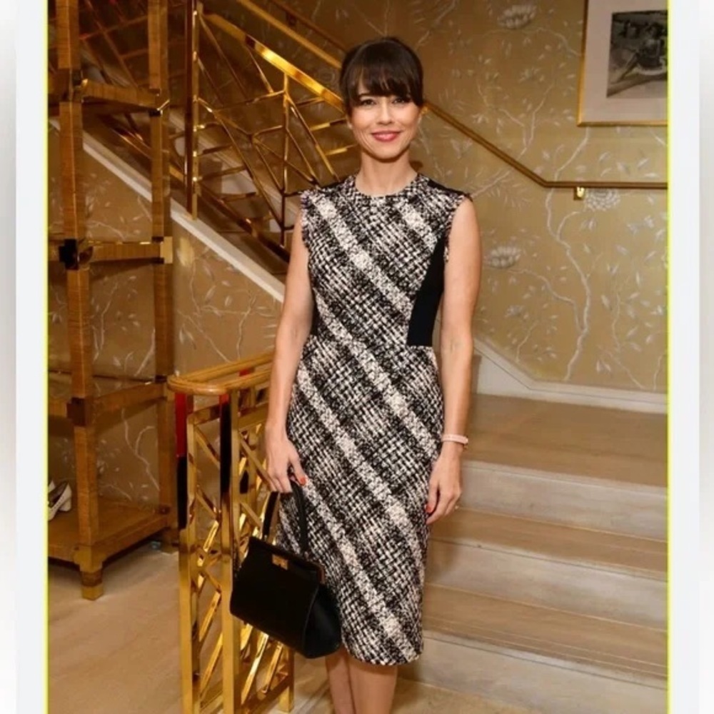 Tory Burch Tweed Sheath Dress Sleeveless Structured Career Office Chic Sz 8